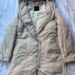 Women's Beige Hooded Puffer Coat